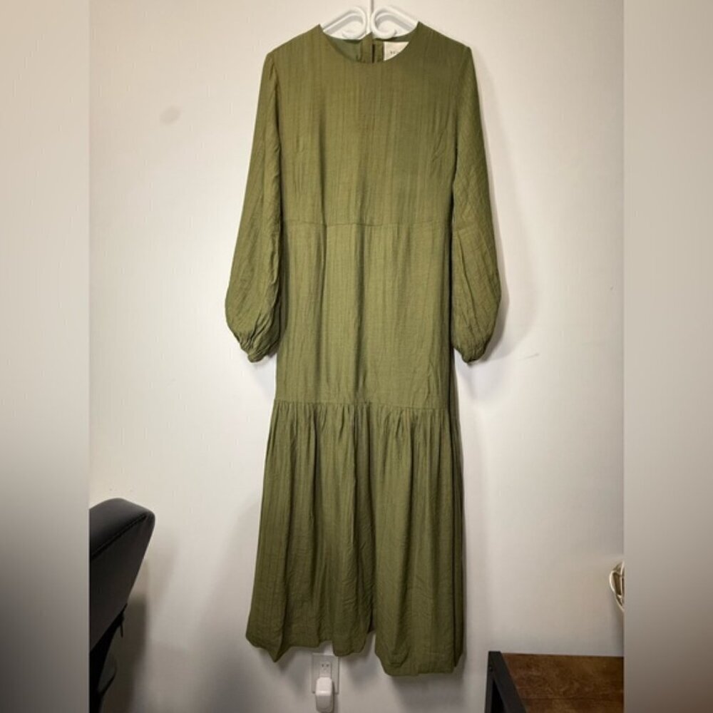 Veiled Mila Tiered Dress Olive Green size S - Picture 5 of 13